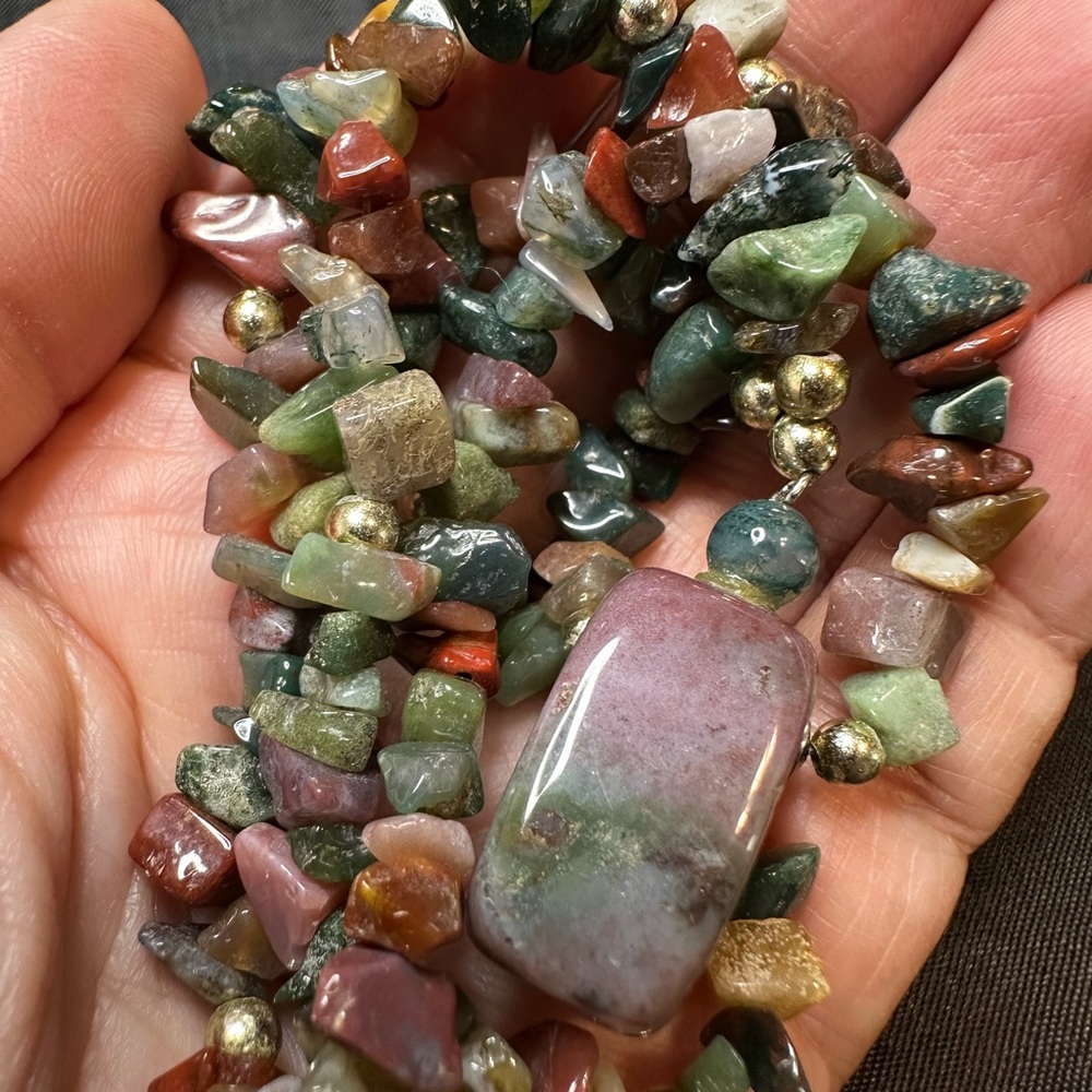 Vintage Multicolor BloodStone Beaded Necklace